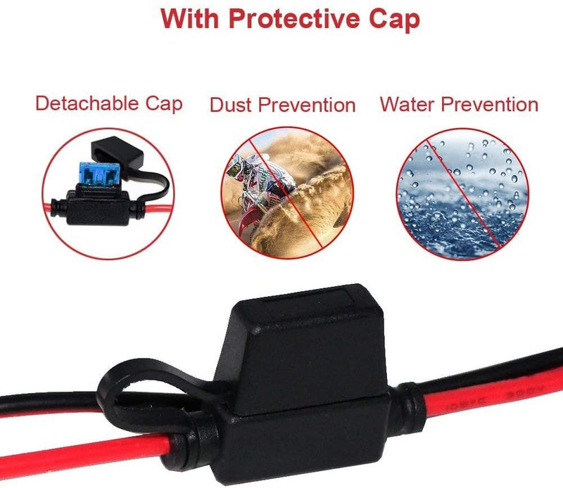 SPARKING 5FT 12V Female Car Cigarette Lighter Socket Extension Cord with Battery Alligator Clips Car Battery Clip-on Extension Cable, 15A Fuse (5FT) - Image 3